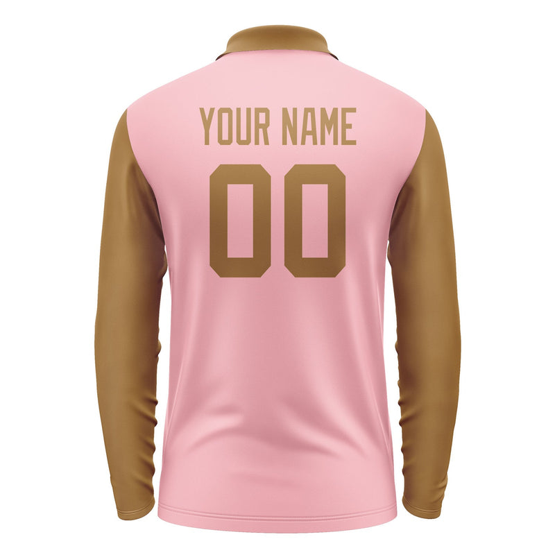 Custom Light Pink Khaki Long Sleeve Polo Shirt Pl212222B122