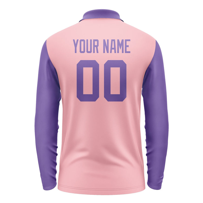 Custom Light Pink Light Purple Long Sleeve Polo Shirt Pl212323B123