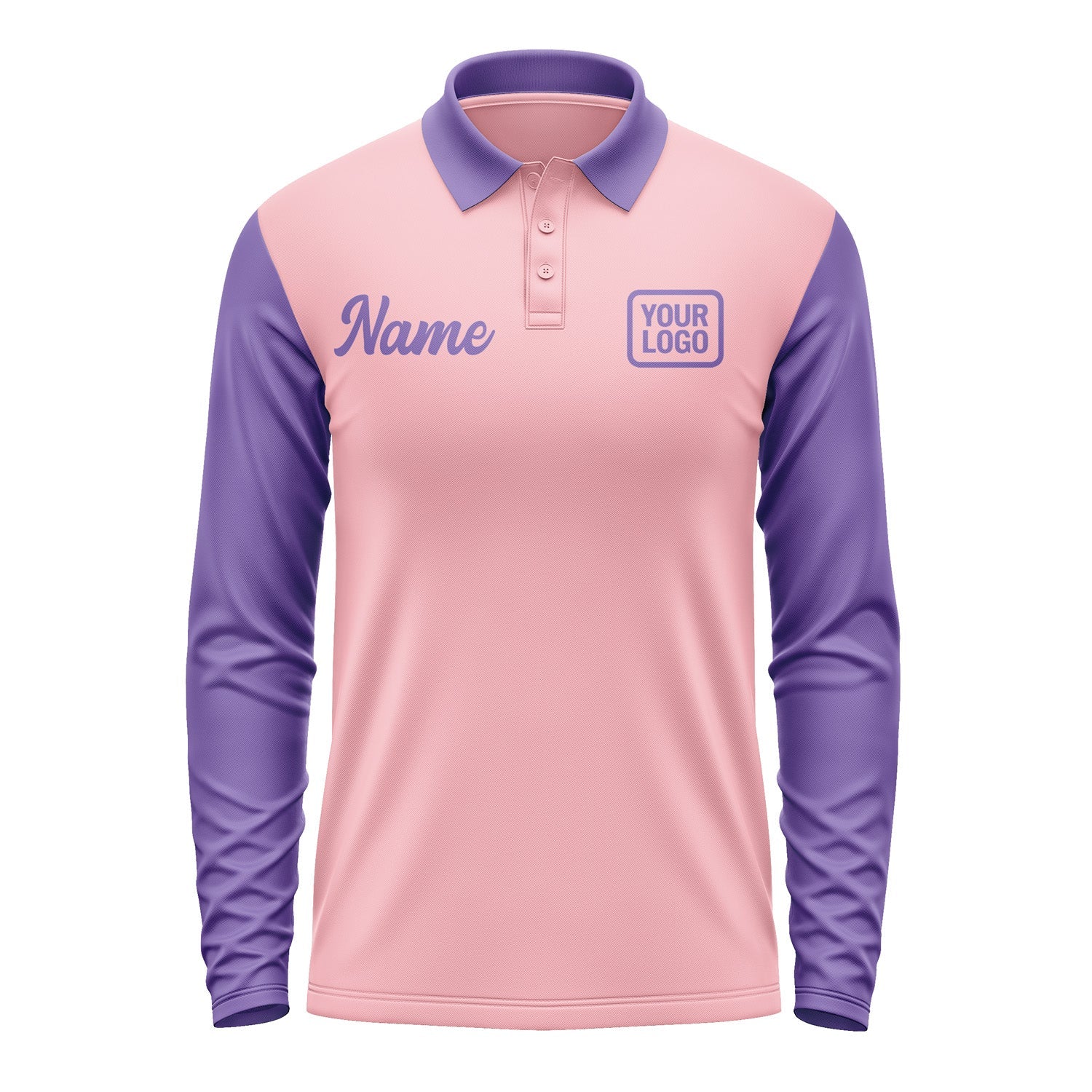 Custom Light Pink Light Purple Long Sleeve Polo Shirt Pl212323B123