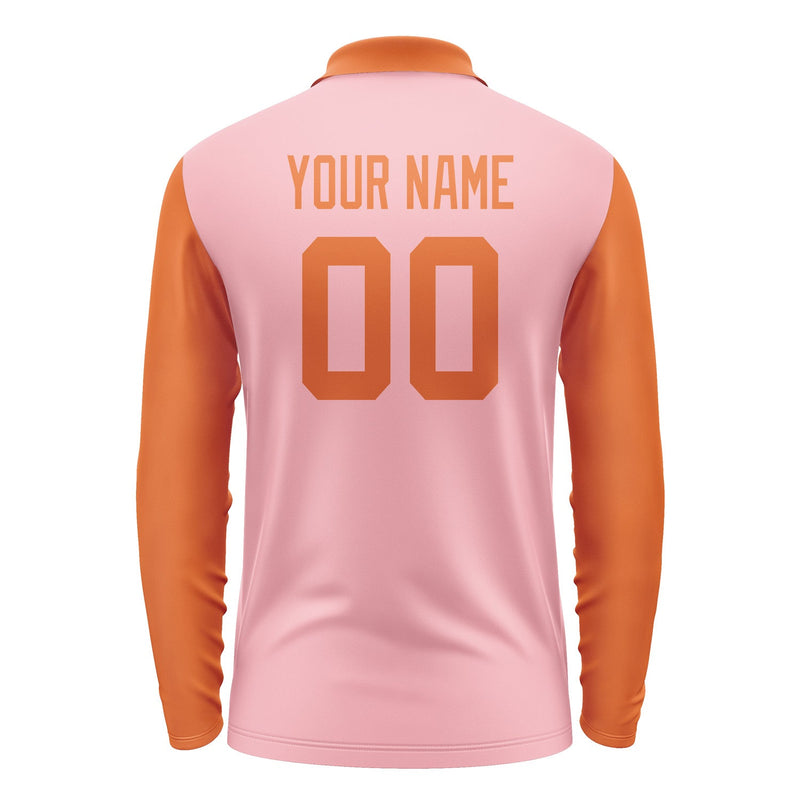 Custom Light Pink Orange Long Sleeve Polo Shirt Pl212828B128