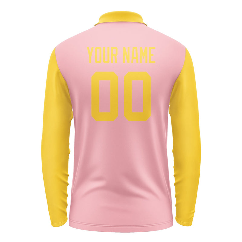 Custom Light Pink Gold Long Sleeve Polo Shirt Pl213030B130