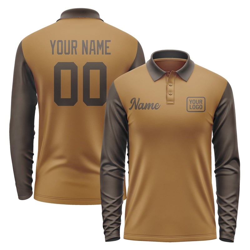 Custom Khaki Brown Long Sleeve Polo Shirt Pl220101B101