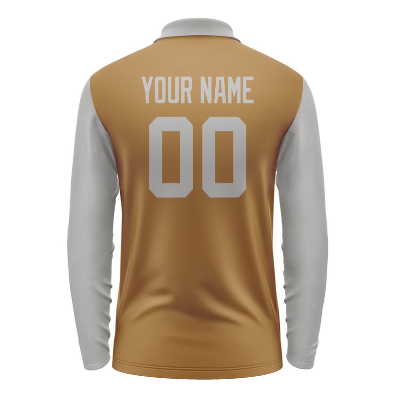 Custom Khaki Gray Long Sleeve Polo Shirt Pl220404B104