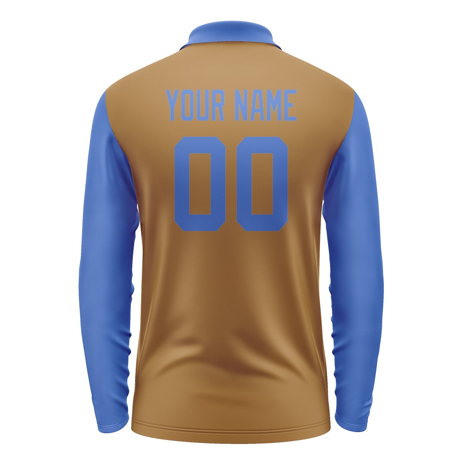 Custom Khaki Sky Blue Long Sleeve Polo Shirt Pl220909B109