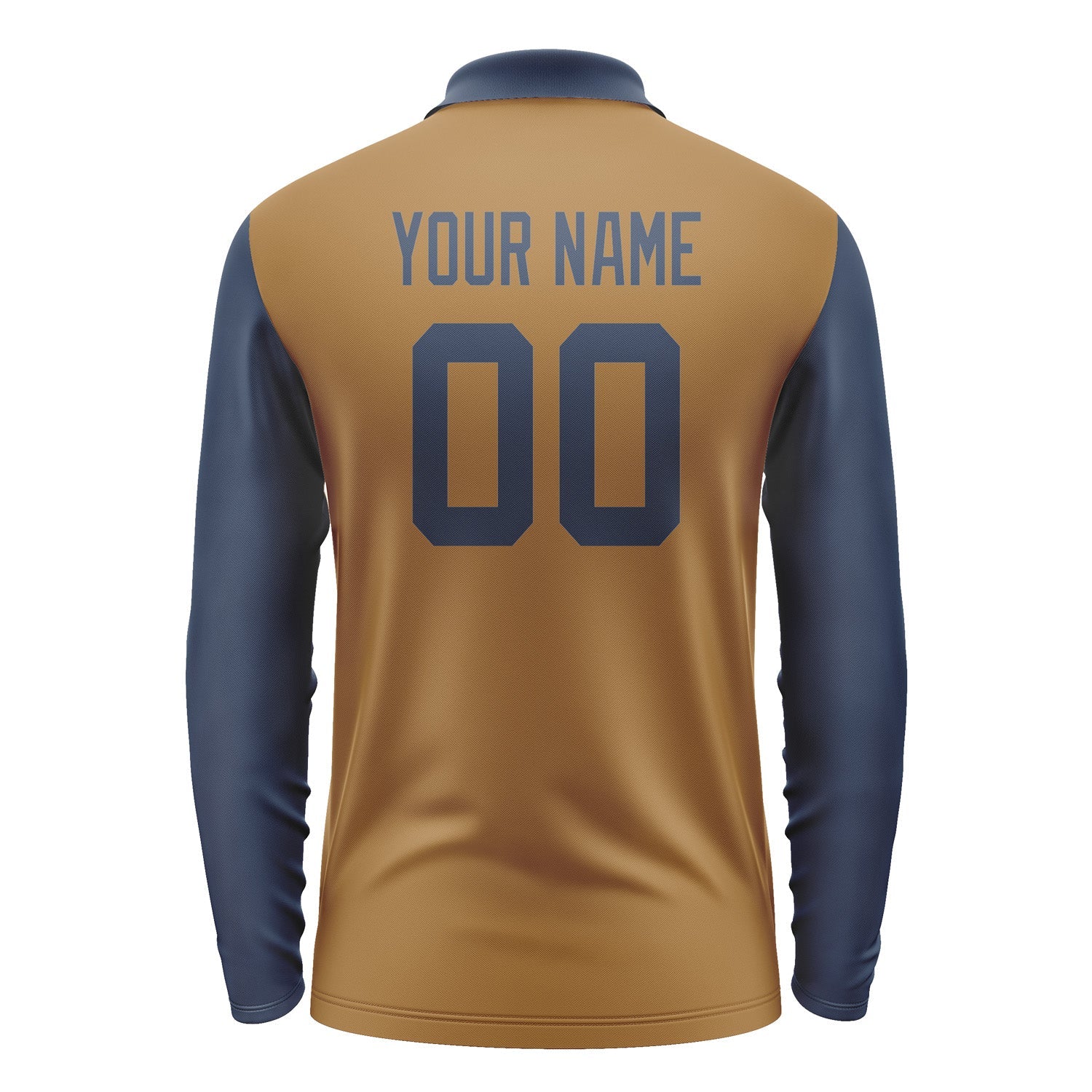 Custom Khaki Blue Long Sleeve Polo Shirt Pl221010B110