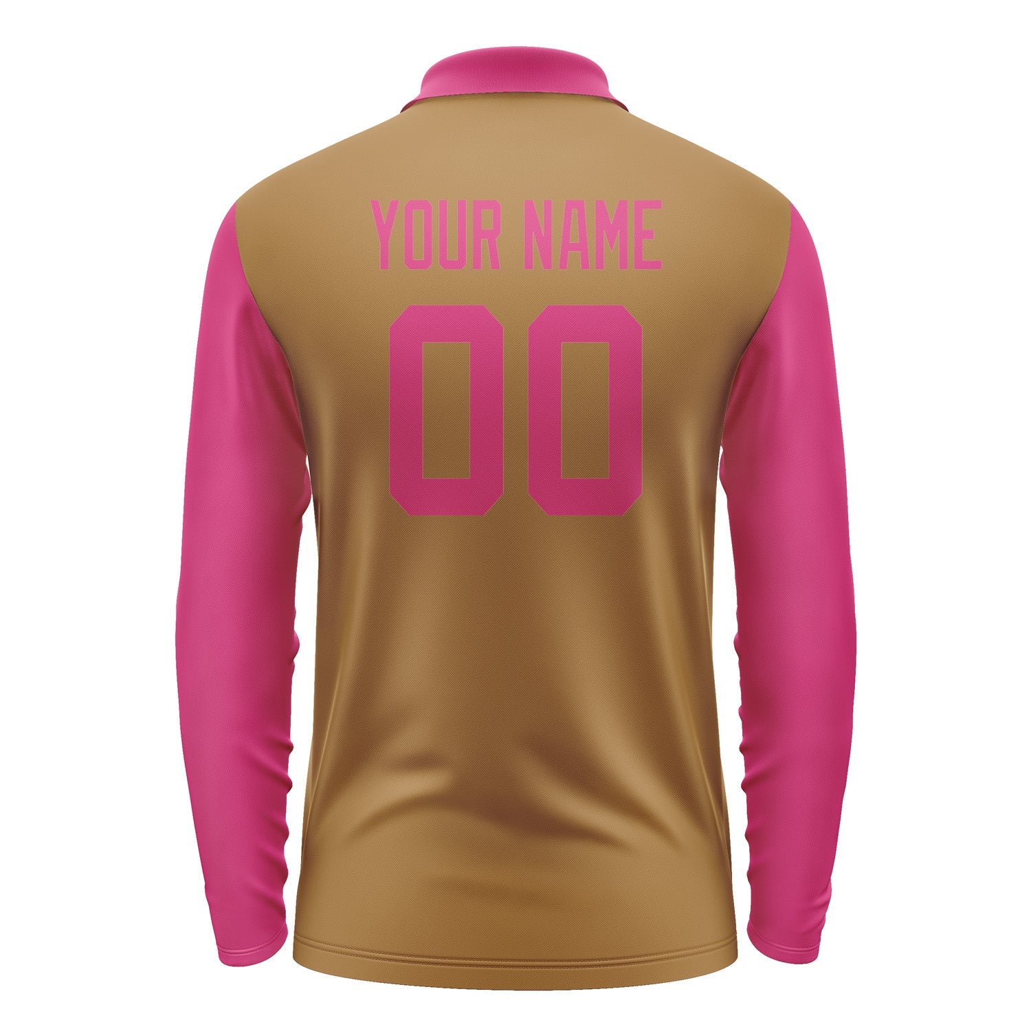 Custom Khaki Pink Long Sleeve Polo Shirt Pl221313B113
