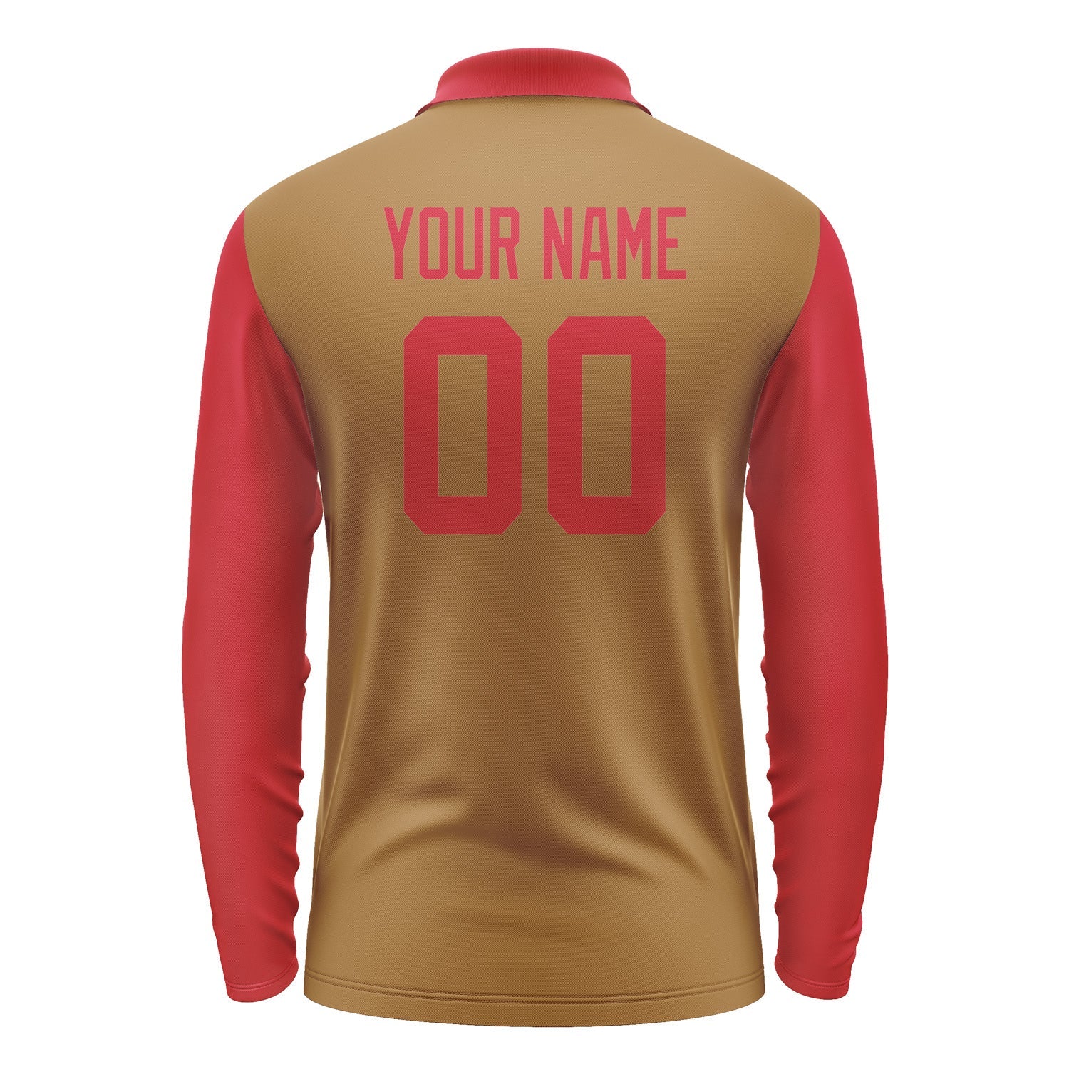 Custom Khaki Red Long Sleeve Polo Shirt Pl221414B114
