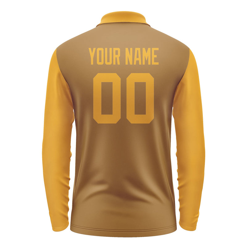 Custom Khaki Yellow Long Sleeve Polo Shirt Pl221919B119