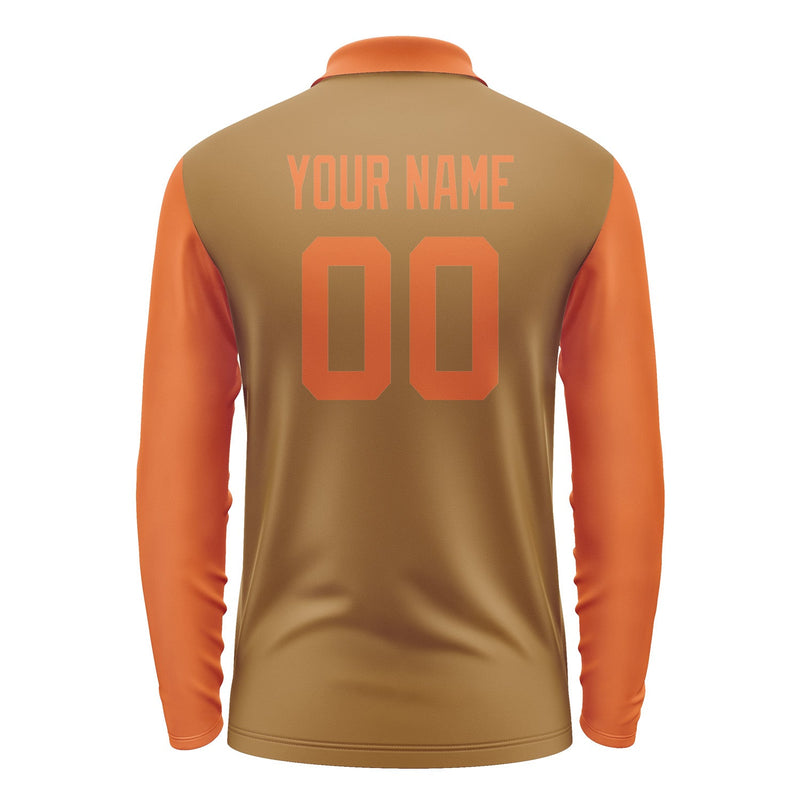 Custom Khaki Orange Long Sleeve Polo Shirt Pl222828B128