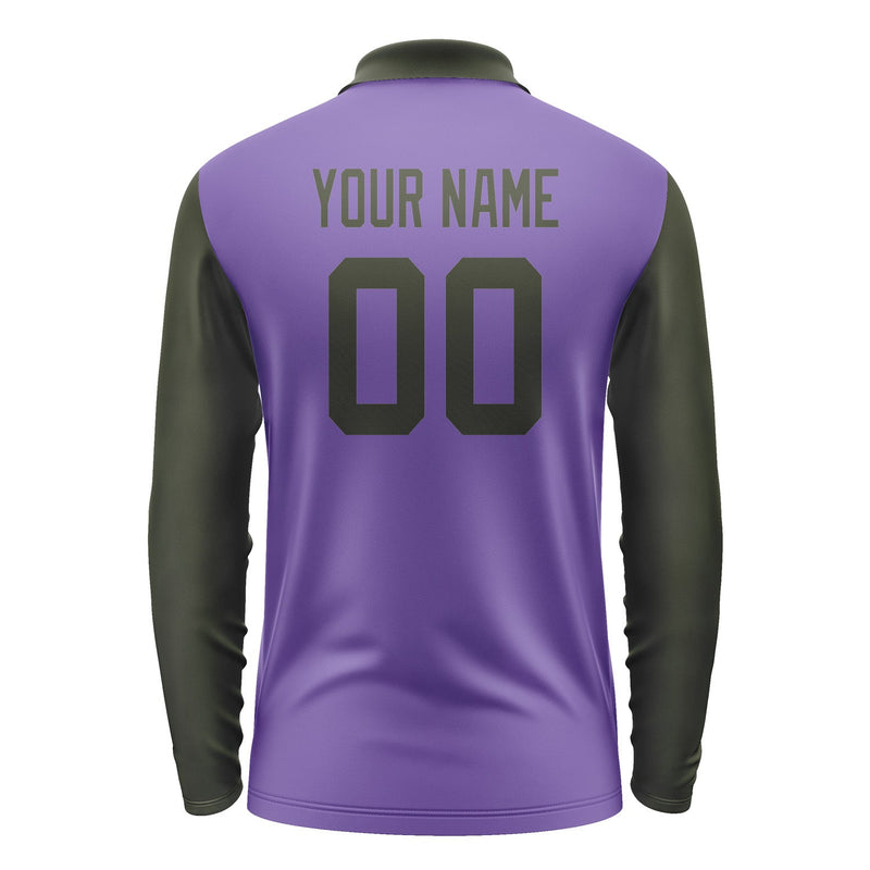 Custom Light Purple Olive Long Sleeve Polo Shirt Pl230202B102