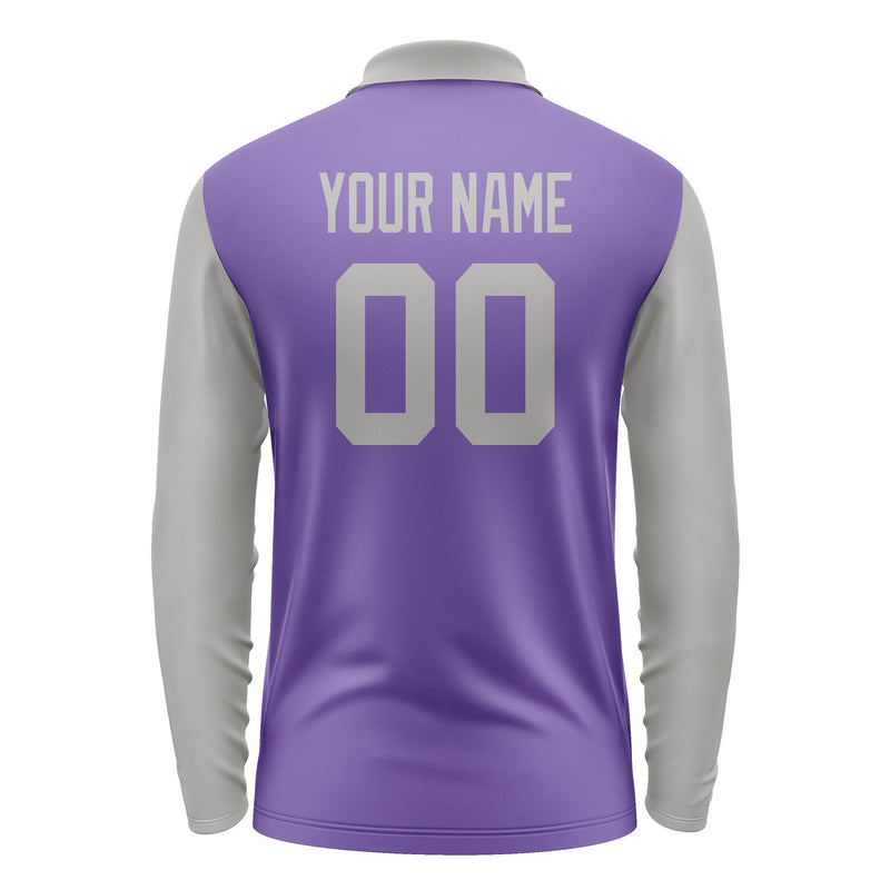 Custom Light Purple Gray Long Sleeve Polo Shirt Pl230404B104