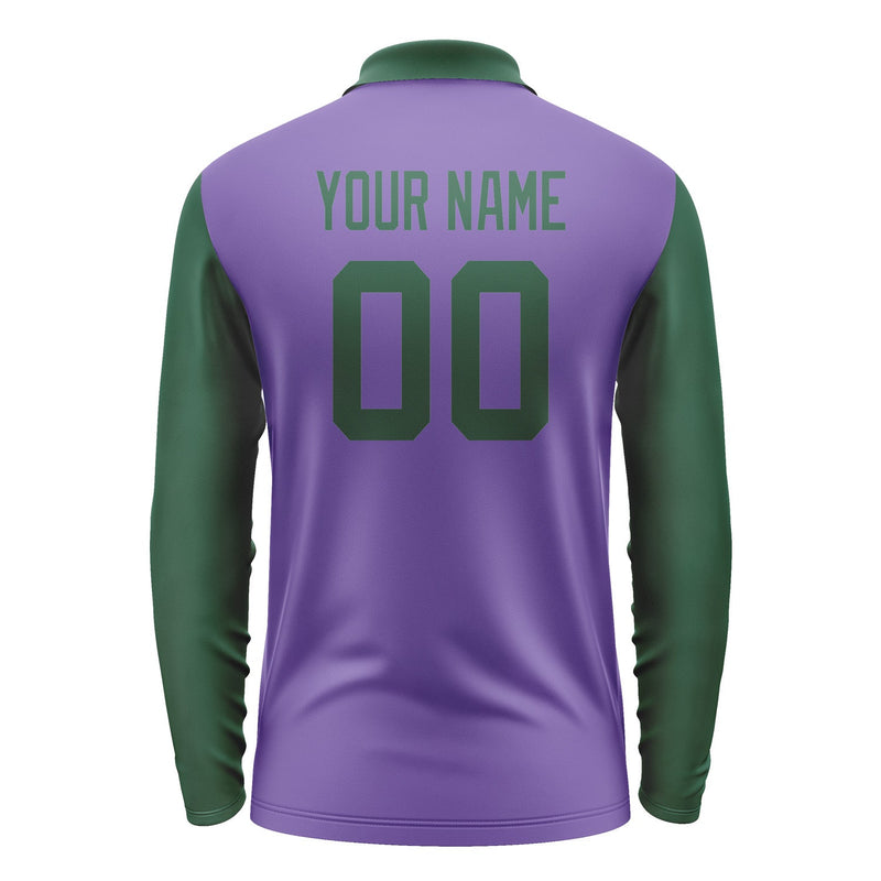 Custom Light Purple Green Long Sleeve Polo Shirt Pl230505B105