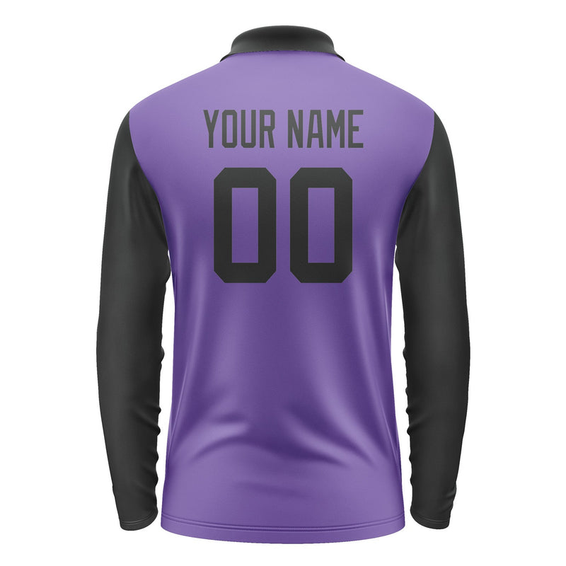 Custom Light Purple Black Long Sleeve Polo Shirt Pl231717B117