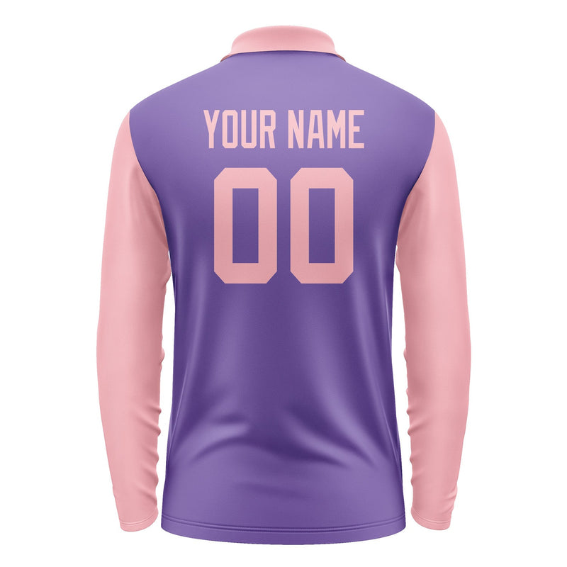 Custom Light Purple Light Pink Long Sleeve Polo Shirt Pl232121B121