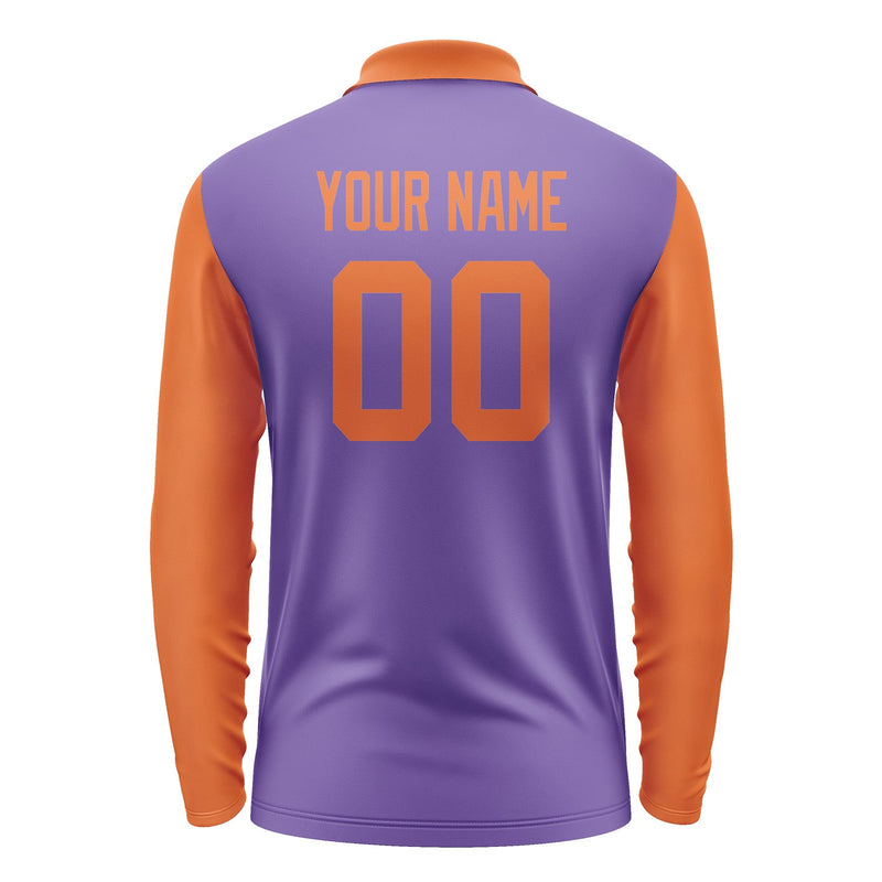 Custom Light Purple Orange Long Sleeve Polo Shirt Pl232828B128
