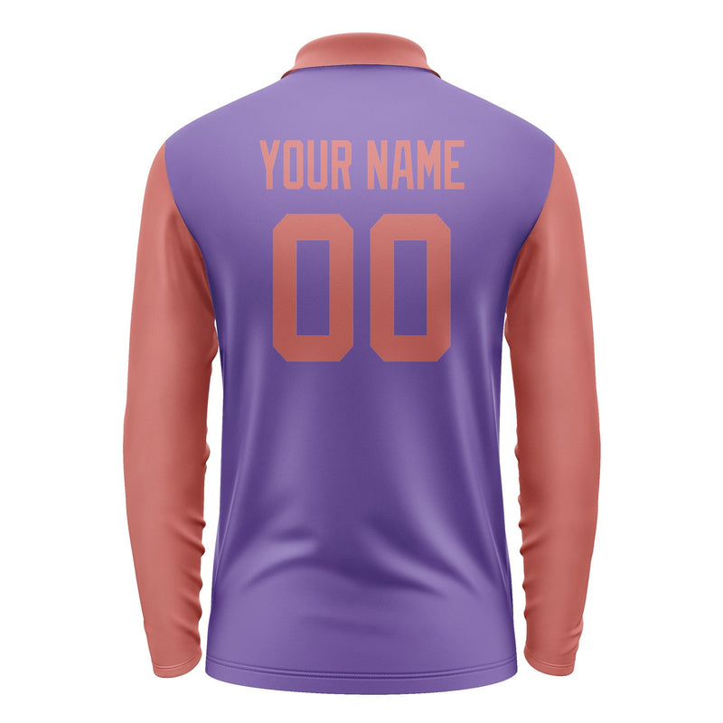 Custom Light Purple Copper Rose Long Sleeve Polo Shirt Pl232929B129