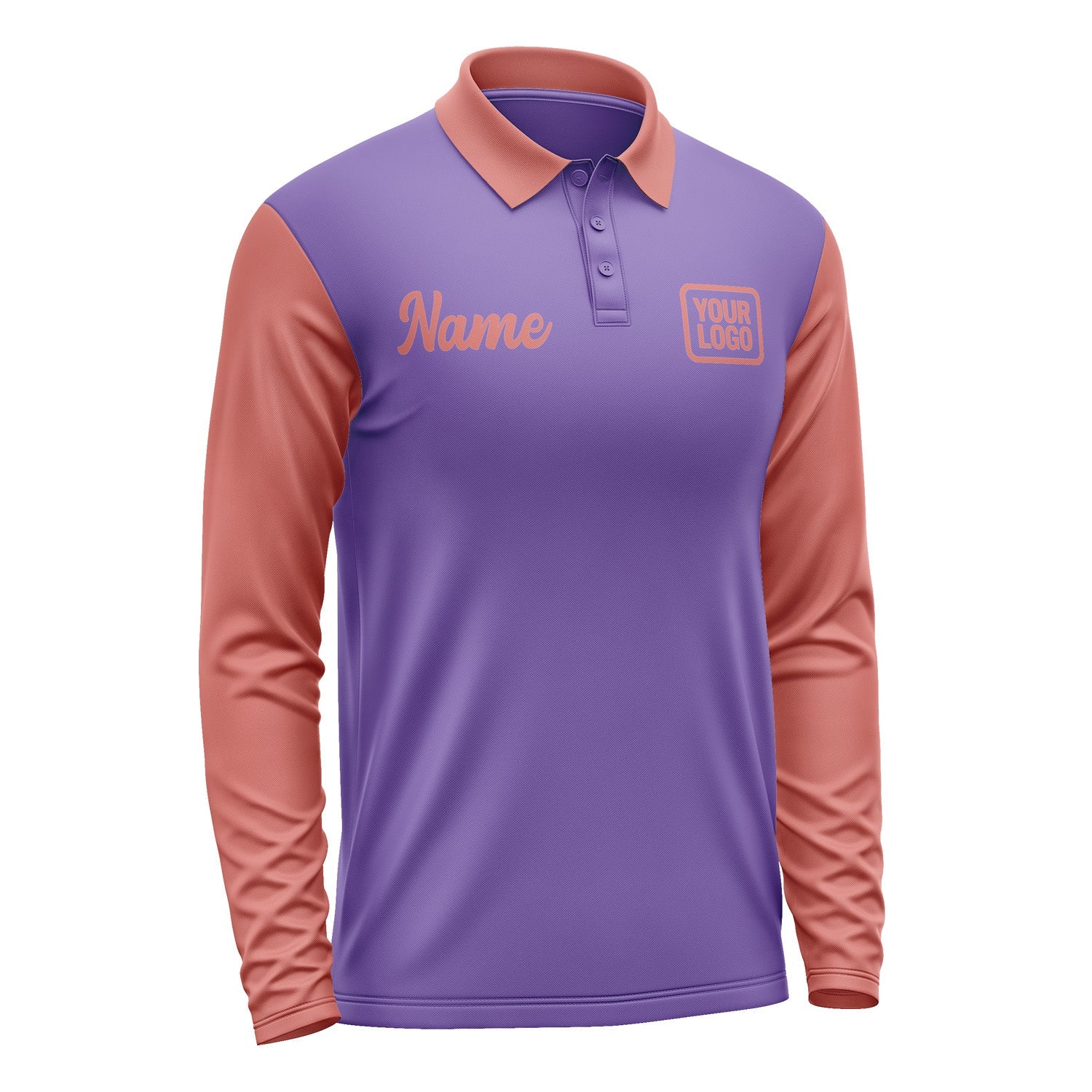 Custom Light Purple Copper Rose Long Sleeve Polo Shirt Pl232929B129