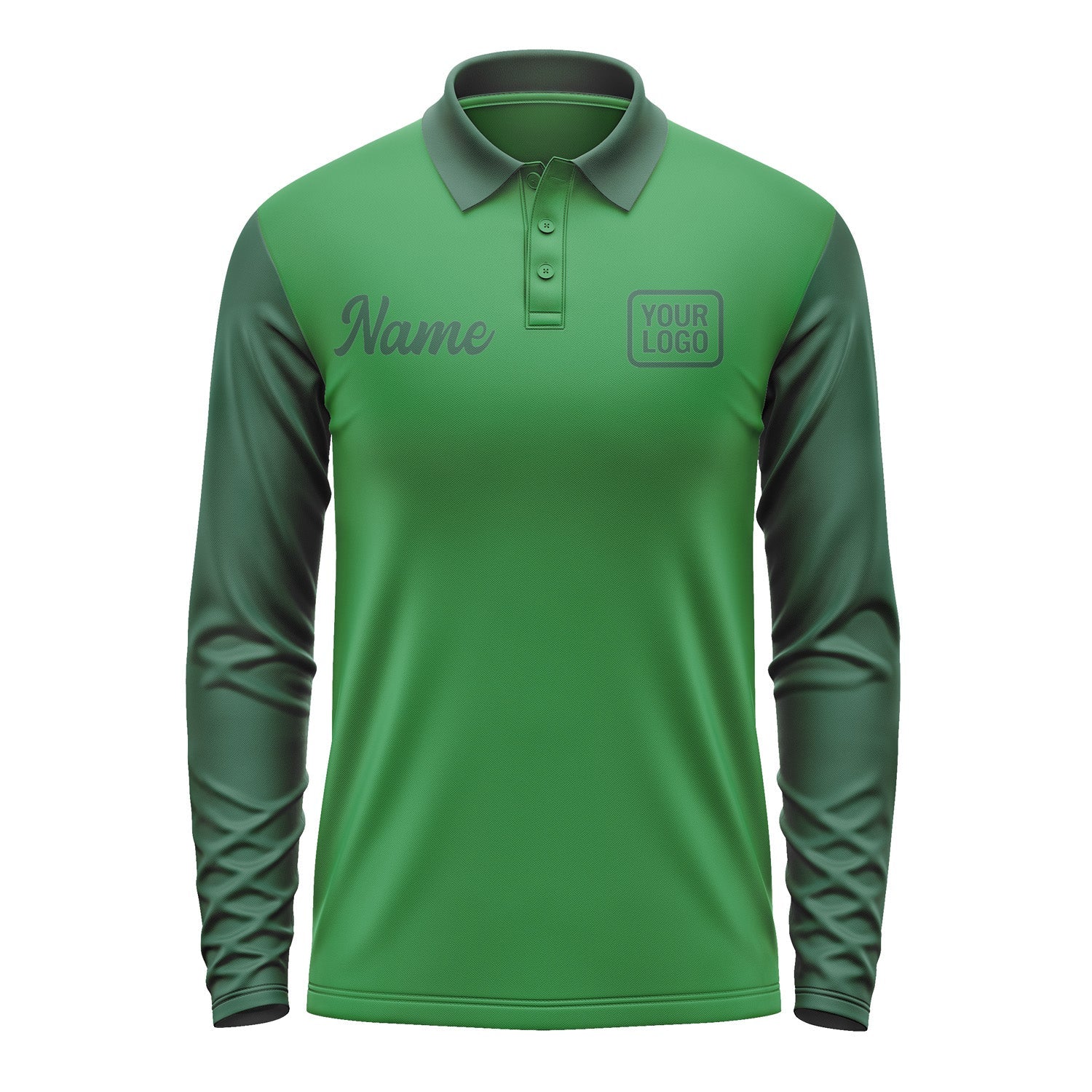 Custom Emerald Green Green Long Sleeve Polo Shirt Pl240505B105