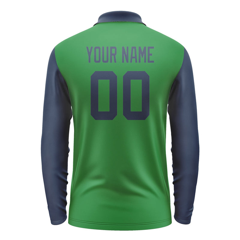 Custom Emerald Green Blue Long Sleeve Polo Shirt Pl241010B110