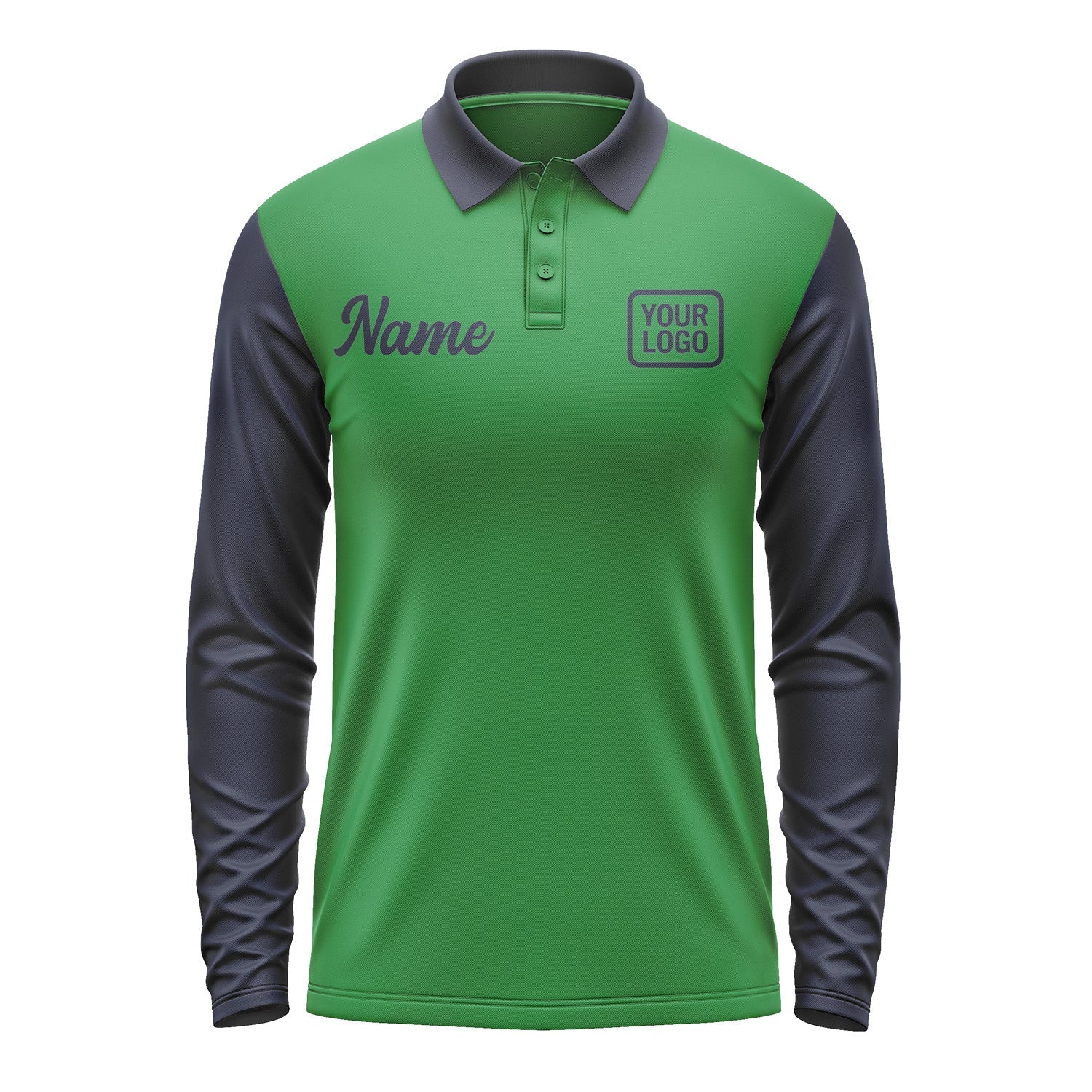 Custom Emerald Green Navy Long Sleeve Polo Shirt Pl241111B111