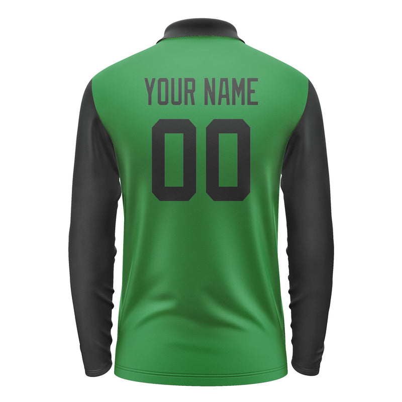 Custom Emerald Green Black Long Sleeve Polo Shirt Pl241717B117