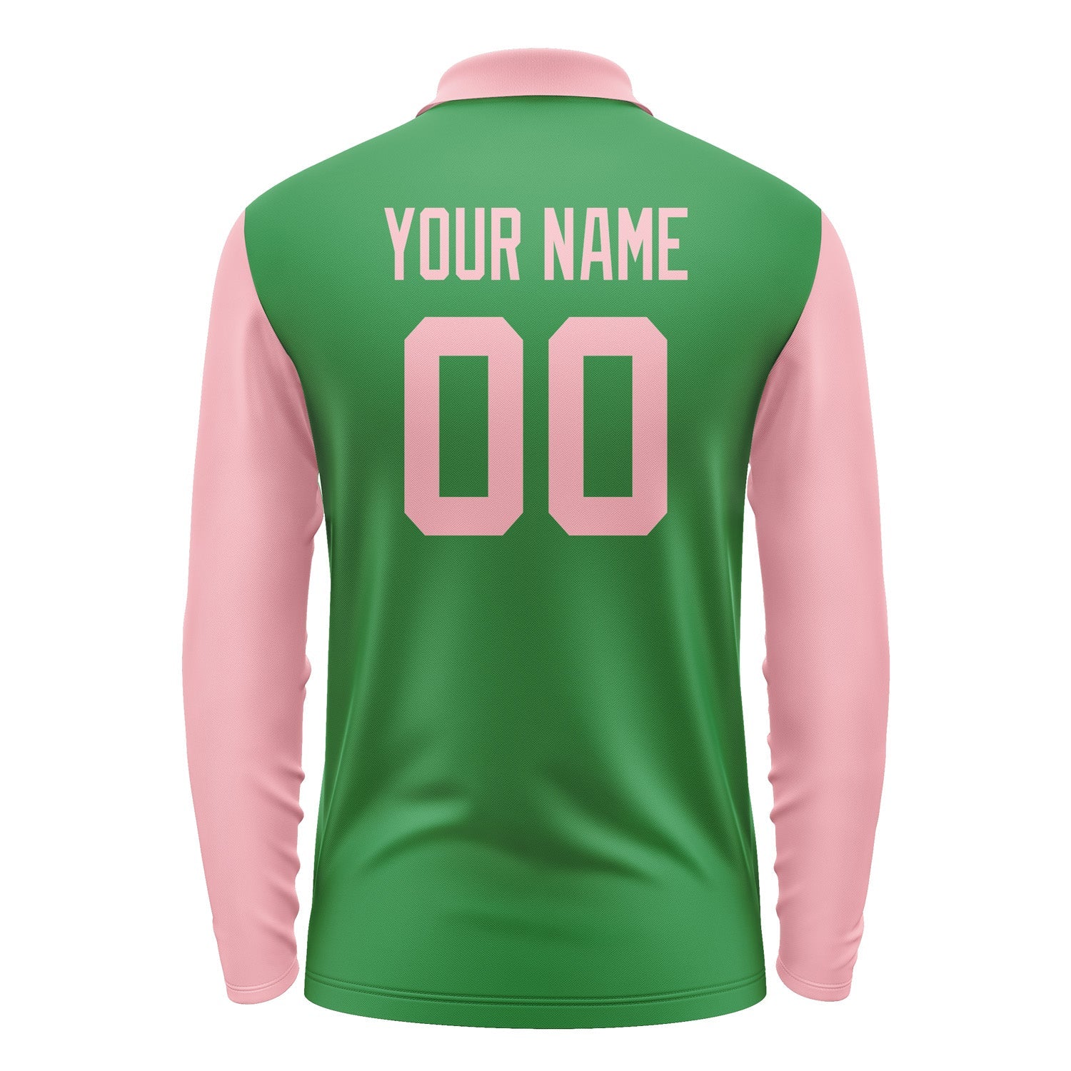 Custom Emerald Green Light Pink Long Sleeve Polo Shirt Pl242121B121