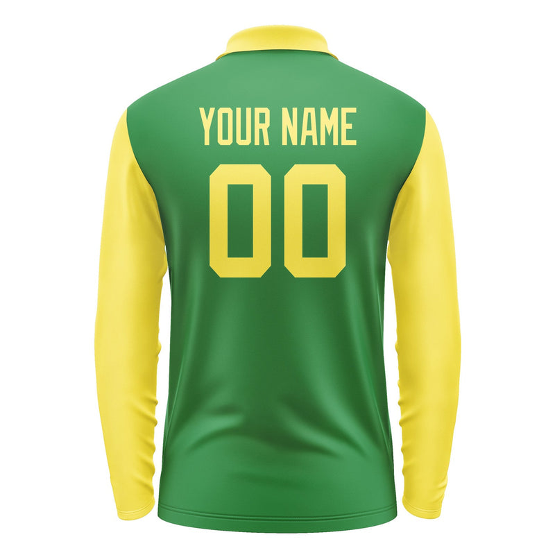 Custom Emerald Green Light Yellow Long Sleeve Polo Shirt Pl242626B126