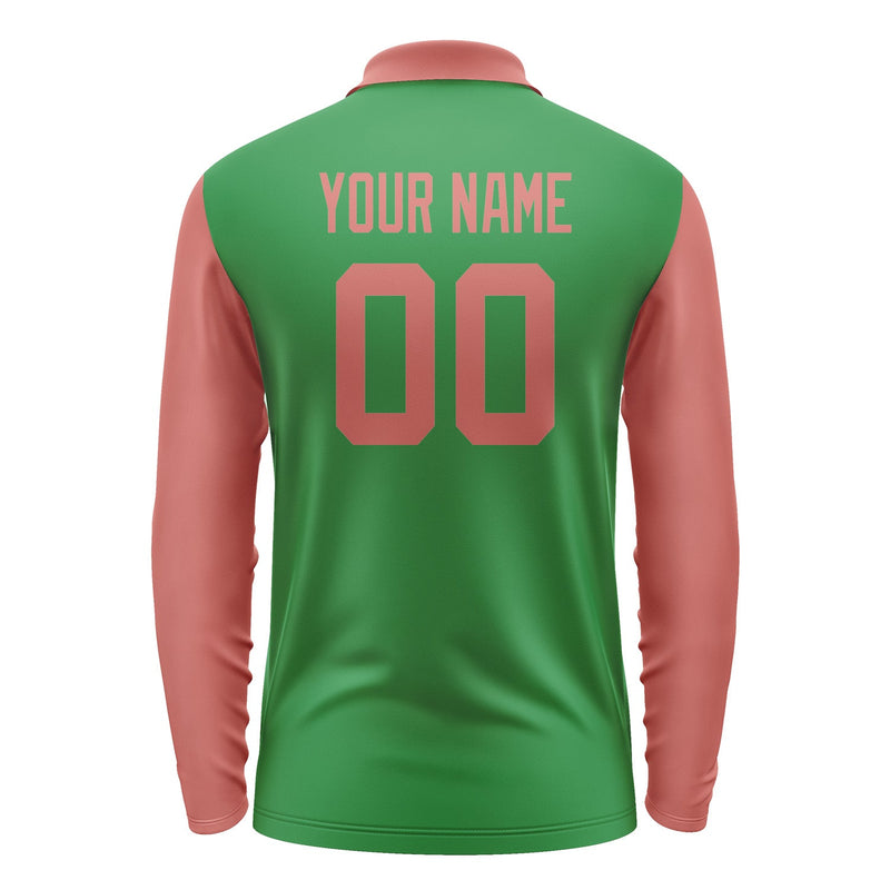 Custom Emerald Green Copper Rose Long Sleeve Polo Shirt Pl242929B129