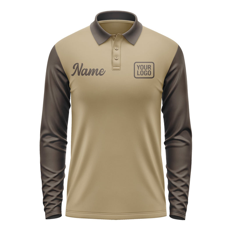 Custom Light Khaki Brown Long Sleeve Polo Shirt Pl250101B101
