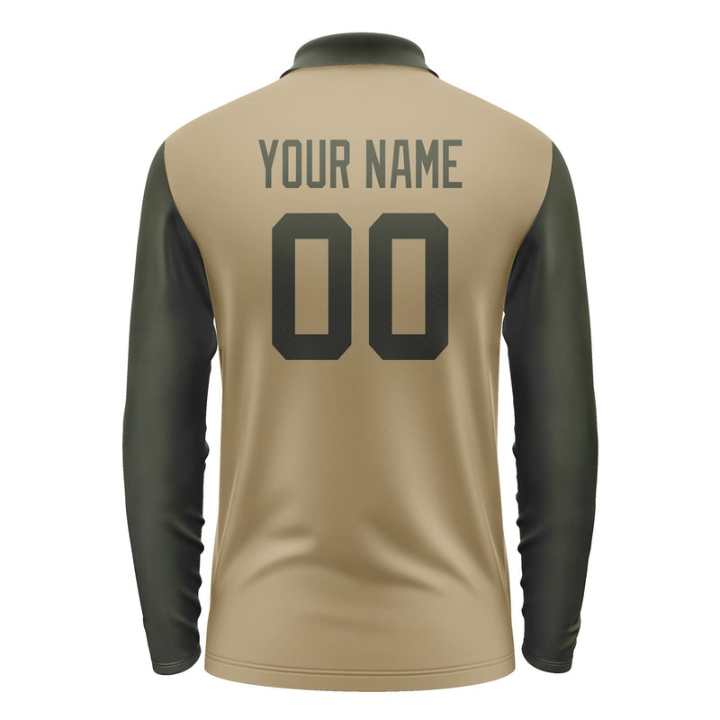 Custom Light Khaki Olive Long Sleeve Polo Shirt Pl250202B102