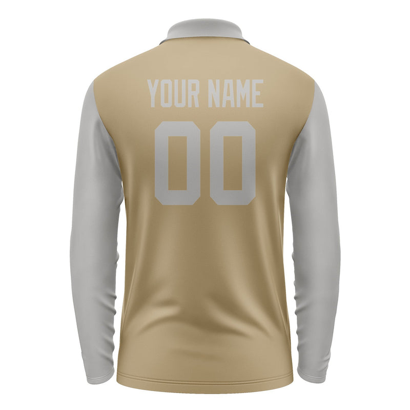 Custom Light Khaki Gray Long Sleeve Polo Shirt Pl250404B104