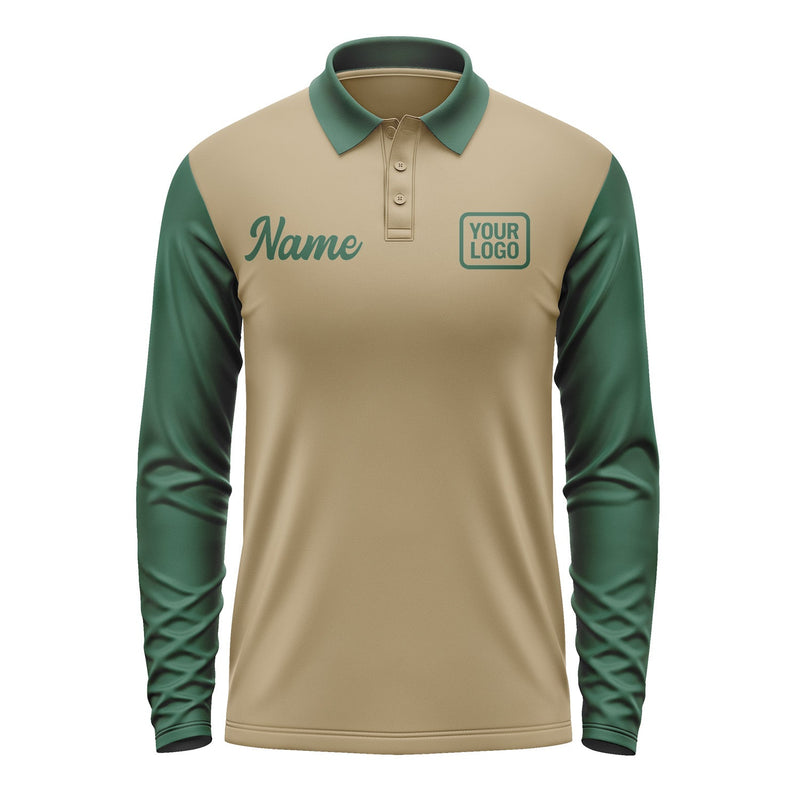 Custom Light Khaki Green Long Sleeve Polo Shirt Pl250505B105