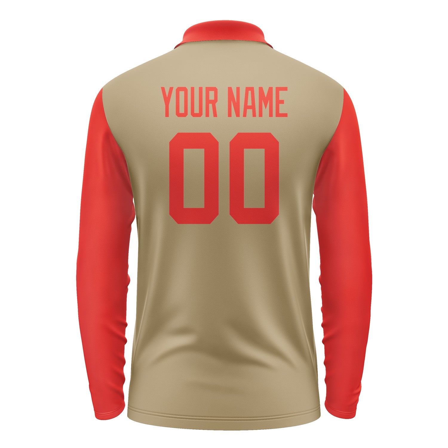Custom Light Khaki Orange Red Long Sleeve Polo Shirt Pl251212B112