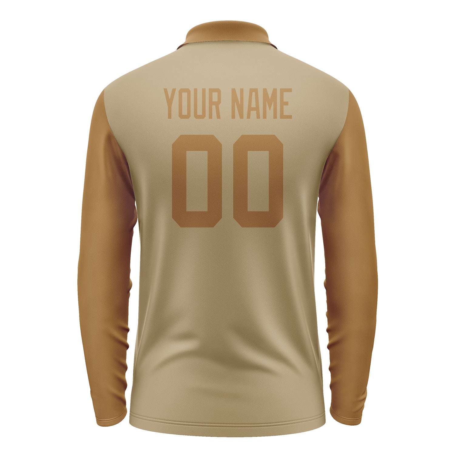 Custom Light Khaki Khaki Long Sleeve Polo Shirt Pl252222B122
