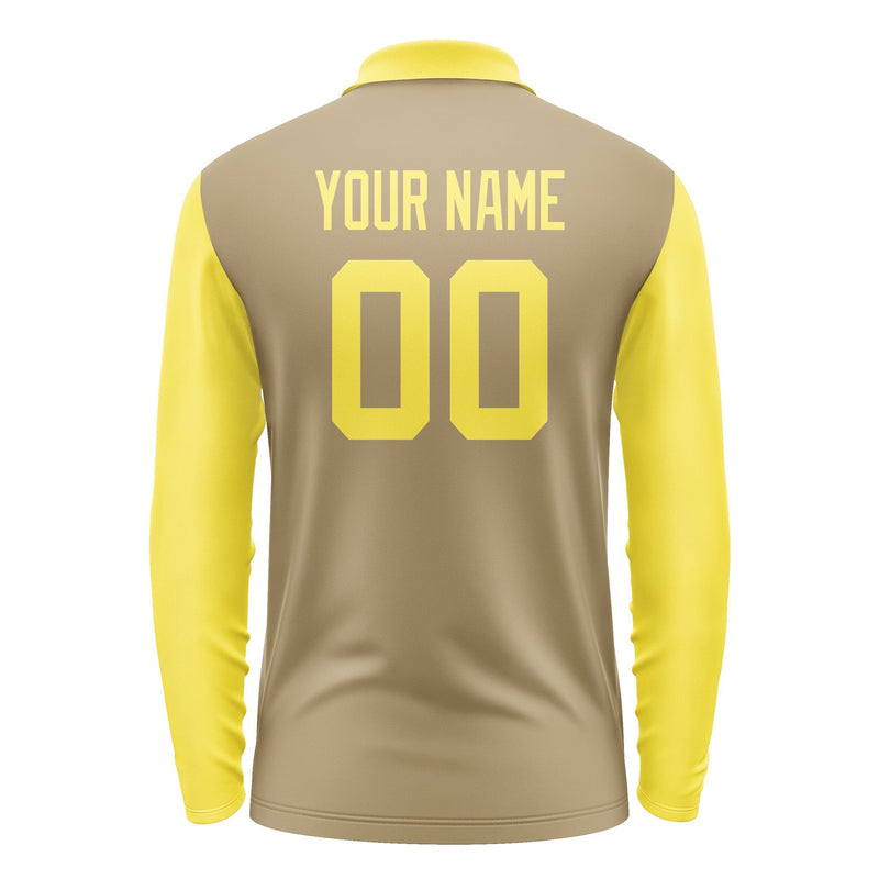 Custom Light Khaki Light Yellow Long Sleeve Polo Shirt Pl252626B126