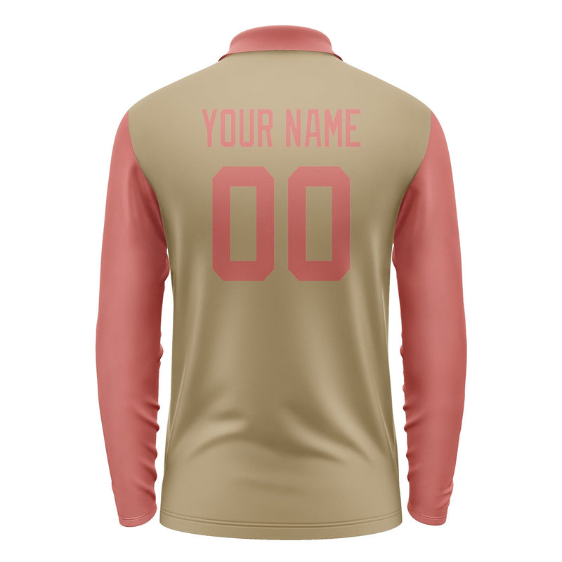Custom Light Khaki Copper Rose Long Sleeve Polo Shirt Pl252929B129