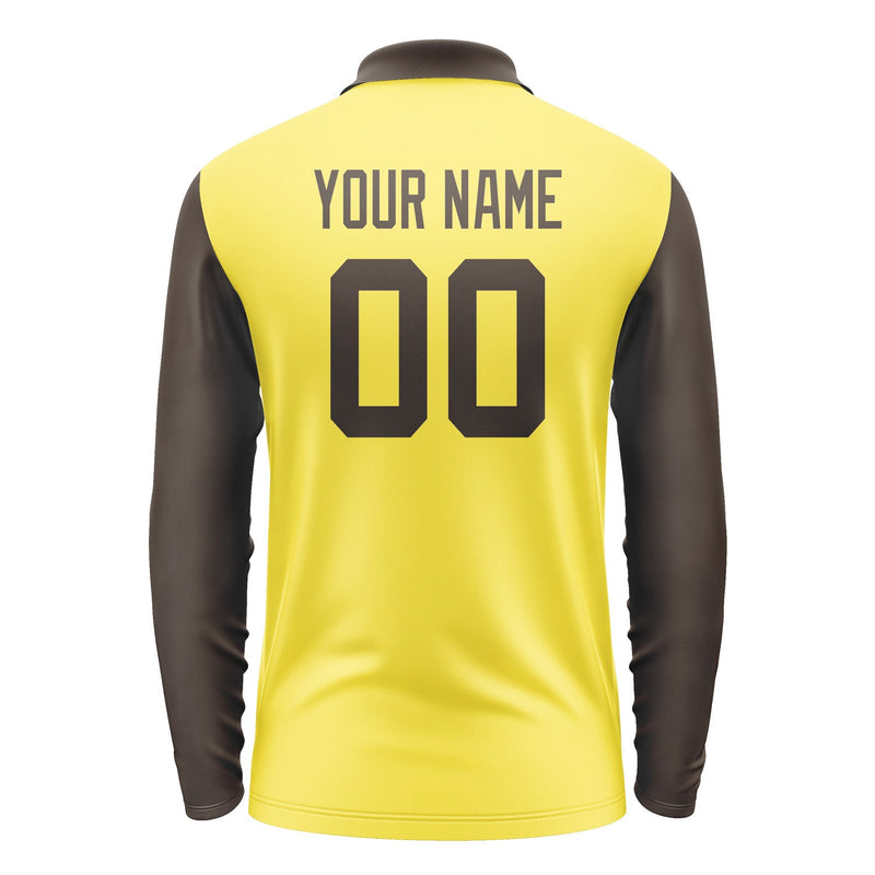 Custom Light Yellow Brown Long Sleeve Polo Shirt Pl260101B101