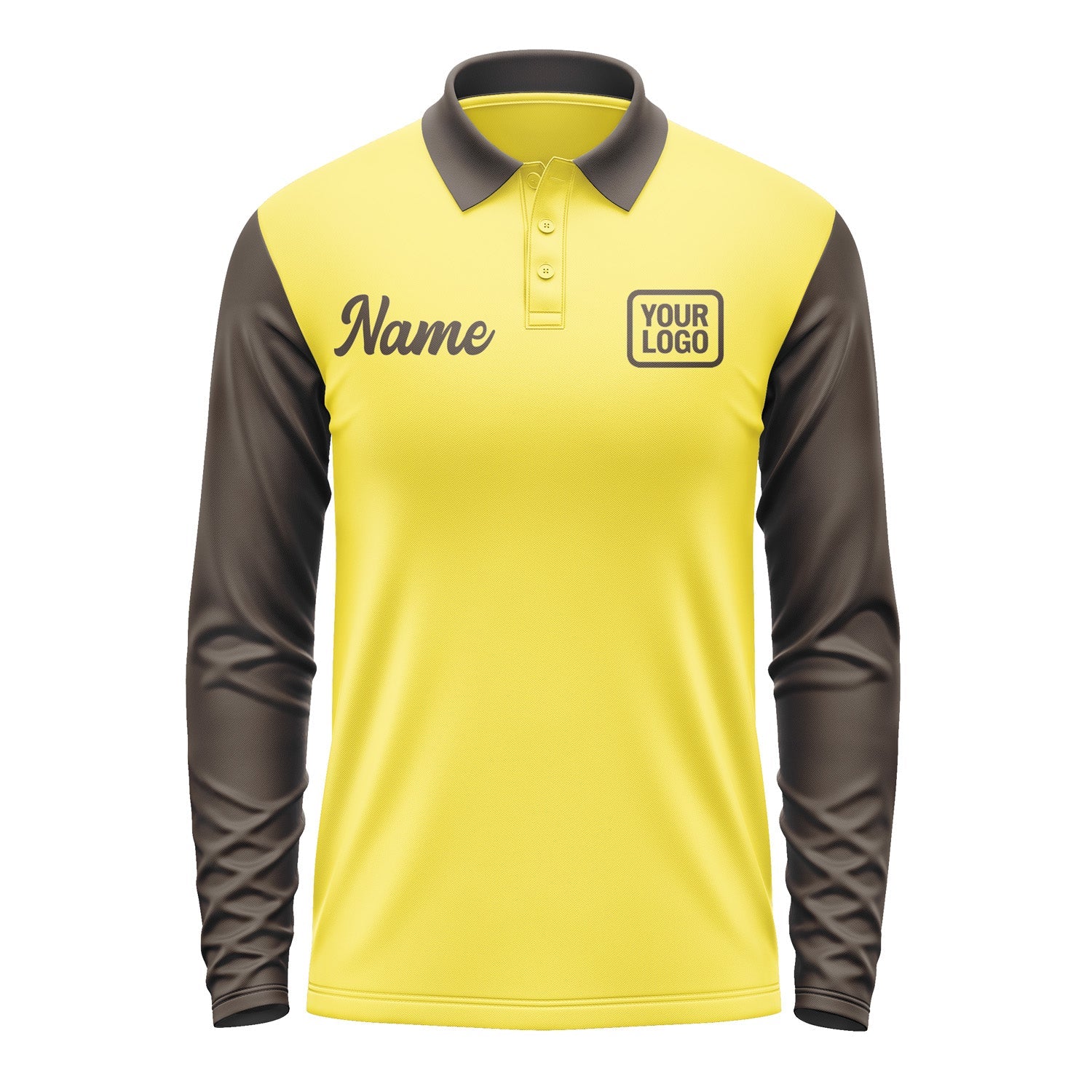 Custom Light Yellow Brown Long Sleeve Polo Shirt Pl260101B101