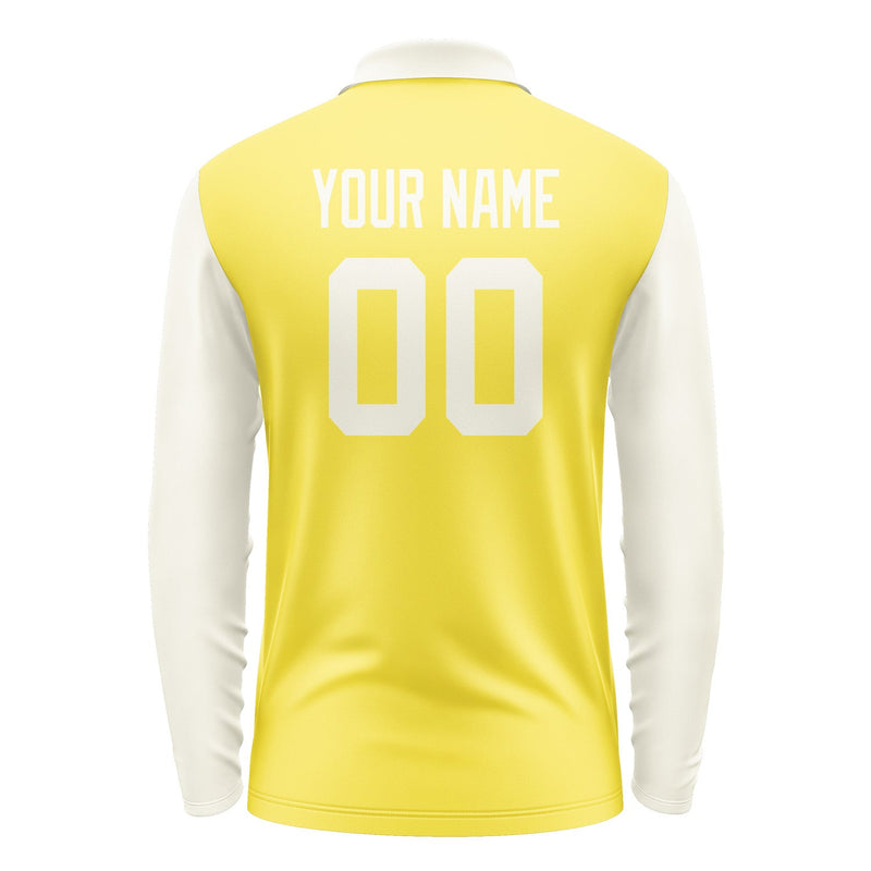 Custom Light Yellow Cream Long Sleeve Polo Shirt Pl260303B103