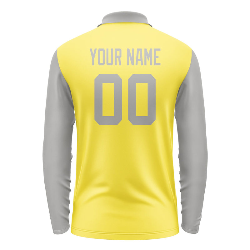 Custom Light Yellow Gray Long Sleeve Polo Shirt Pl260404B104