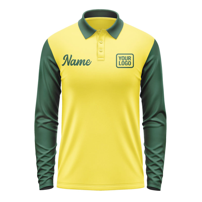 Custom Light Yellow Green Long Sleeve Polo Shirt Pl260505B105