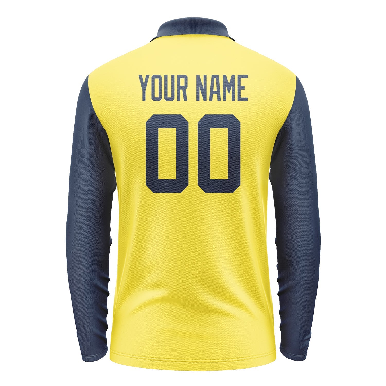 Custom Light Yellow Blue Long Sleeve Polo Shirt Pl261010B110