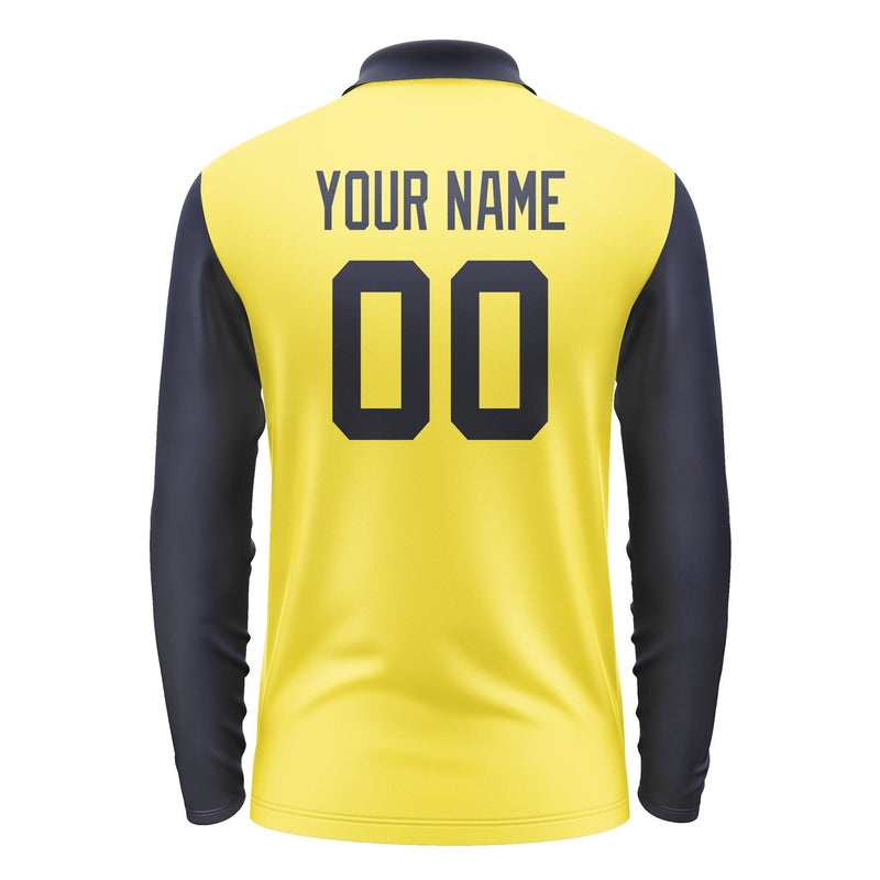 Custom Light Yellow Navy Long Sleeve Polo Shirt Pl261111B111