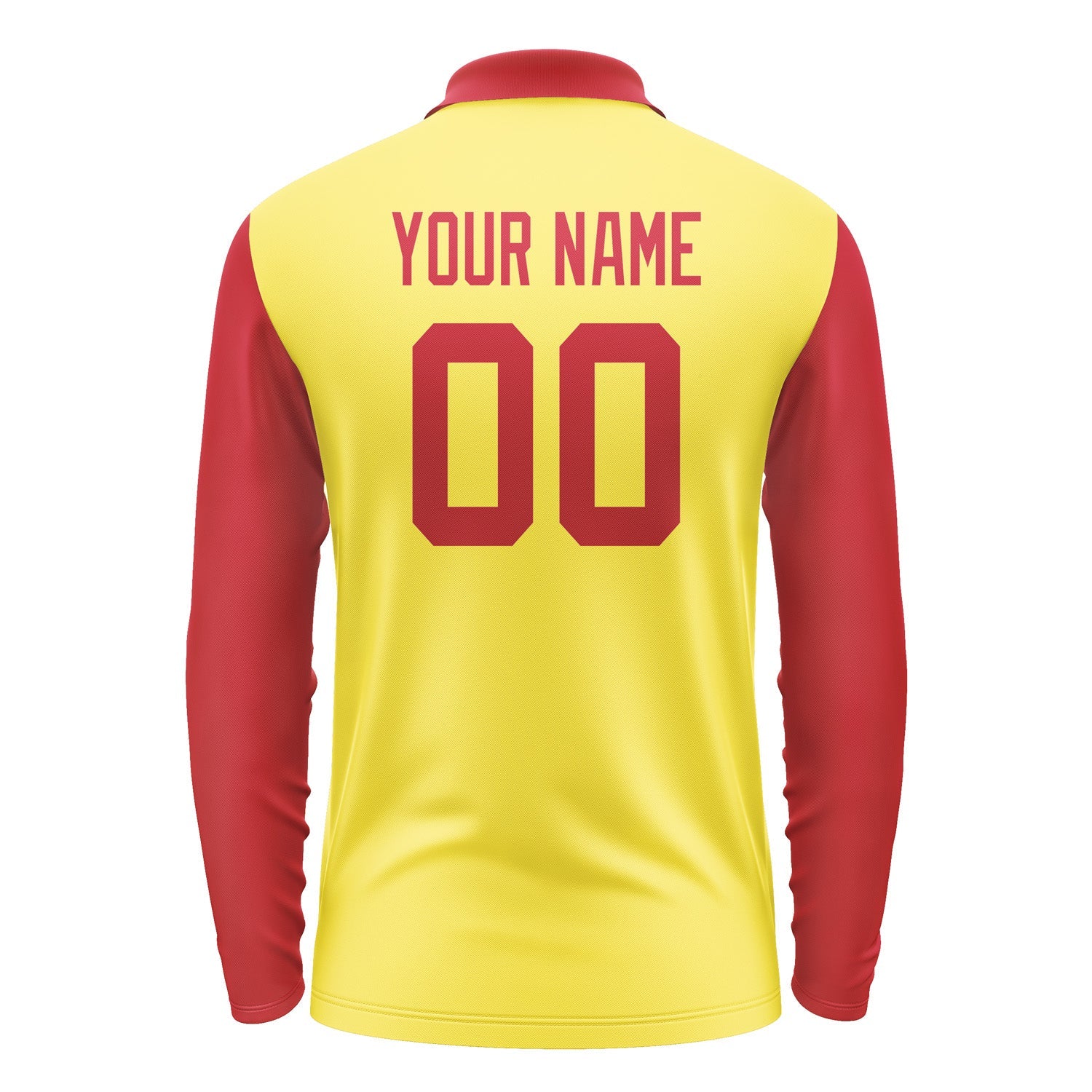 Custom Light Yellow Red Long Sleeve Polo Shirt Pl261414B114