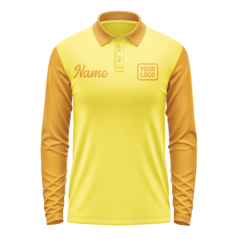 Custom Light Yellow Yellow Long Sleeve Polo Shirt Pl261919B119