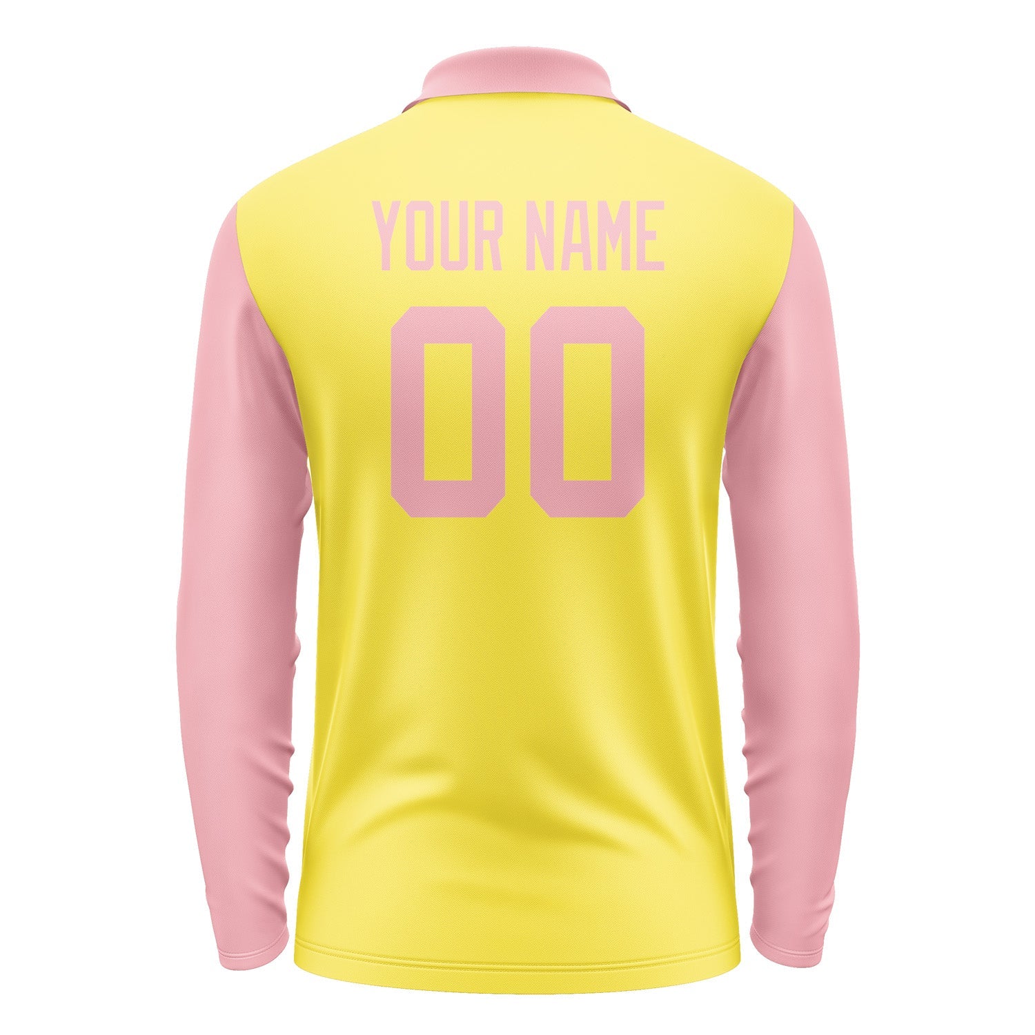 Custom Light Yellow Light Pink Long Sleeve Polo Shirt Pl262121B121