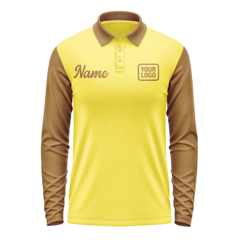 Custom Light Yellow Khaki Long Sleeve Polo Shirt Pl262222B122