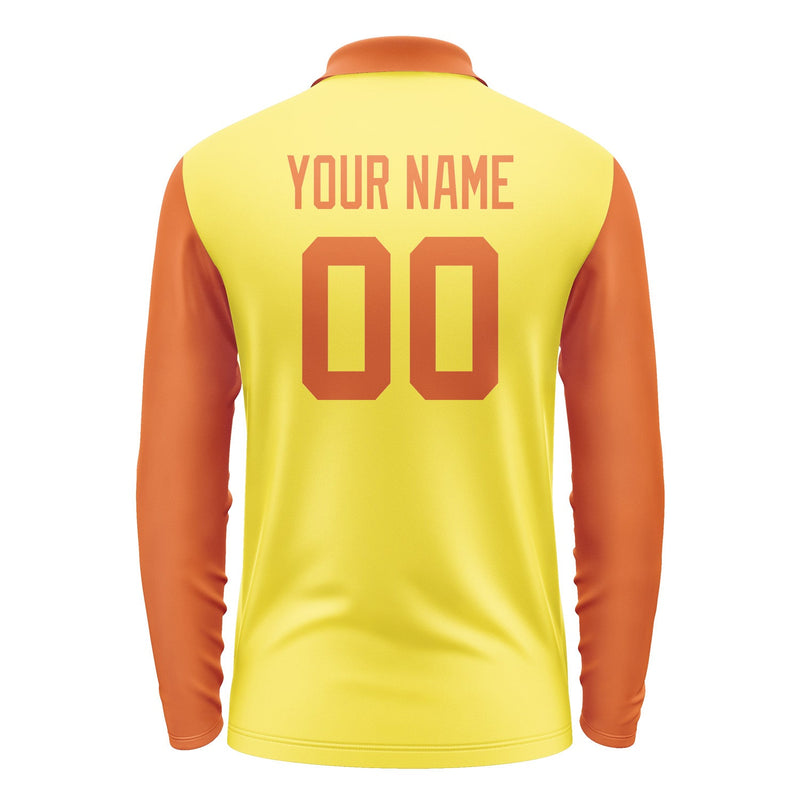 Custom Light Yellow Orange Long Sleeve Polo Shirt Pl262828B128