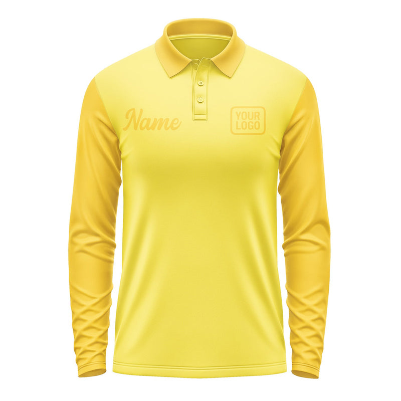 Custom Light Yellow Gold Long Sleeve Polo Shirt Pl263030B130