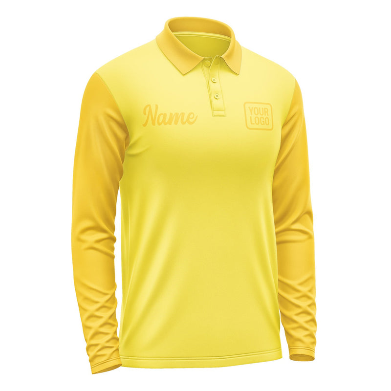 Custom Light Yellow Gold Long Sleeve Polo Shirt Pl263030B130